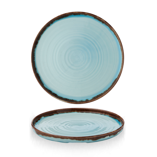 Dudson Harvest Turquoise bord met opstaande rand 26 cm – turquoise porseleinen bord voor restaurants