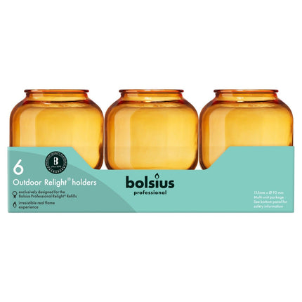 Bolsius ReLight houder Sphere amber 115x92 mm – 6 per doos, waxinelichthouder voor horeca