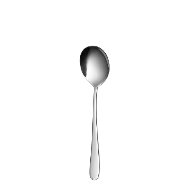 Sola Fleurie soeplepel van 18,3 cm, gemaakt van hoogwaardig roestvrij staal, ideaal voor horeca en luxe tafelschikkingen.