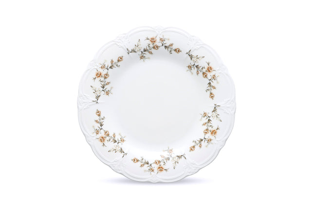 Bonbistro Plat bord 32 cm brown flower Retro – porselein horecaservies